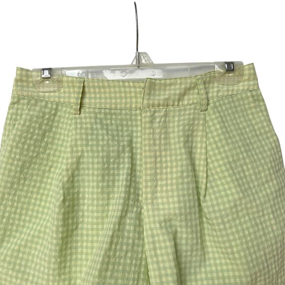Le Lis Blazer Shorts Crop Top Green Yellow Gingham Plaid Suit 3 Pc Women's S/M - Picture 16 of 16